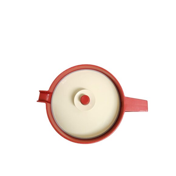 Vintage Tupperware Red & White Plastic Pitcher With Lid 1QT - Picture 2 of 3